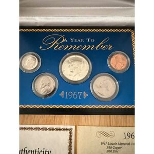 1967 A Year To Remember US Coin Set Kennedy Half Dollar Silver Clad COA Box